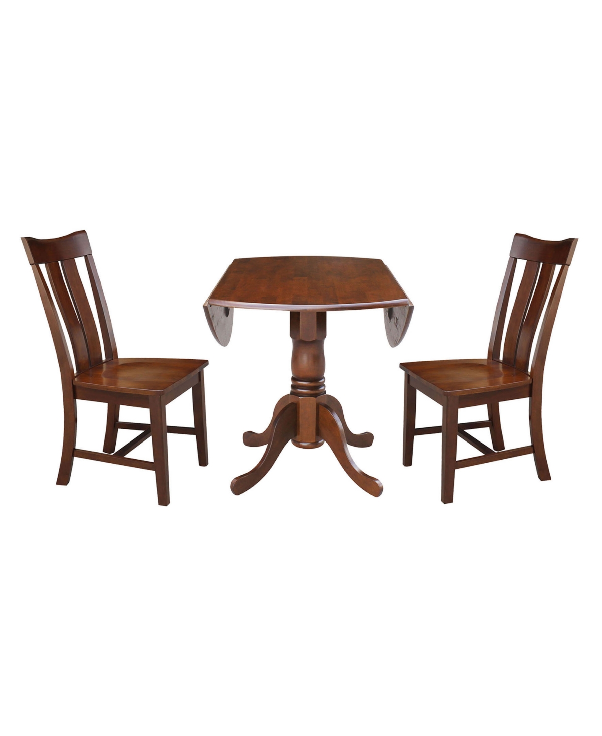 Dual Drop Leaf Table with 2 Splat Back Dining Chairs - 3 Piece Dining Set