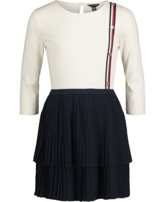 Tommy Hilfiger Little Girls Mixed Media Pleated Dress - Macy's