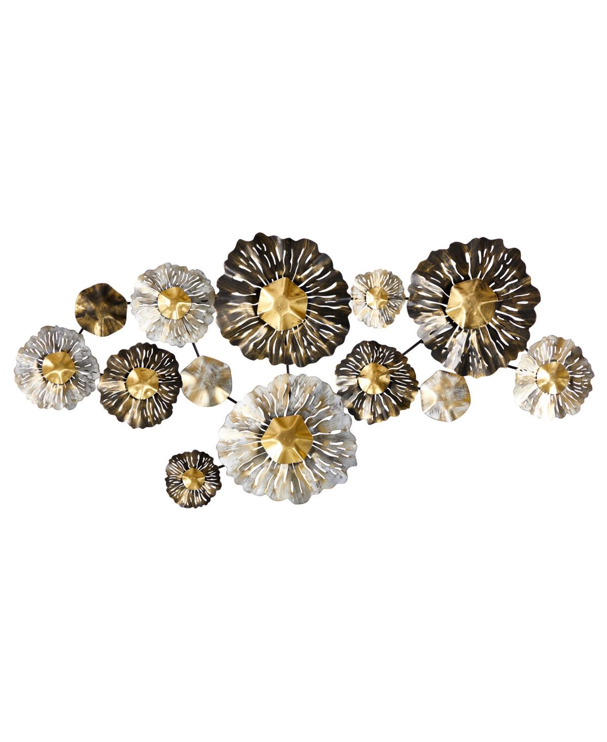 Nearly Natural Layered Floral Wall Art Decor, 4.5' X 2' In Black,silver-tone,gold-tone