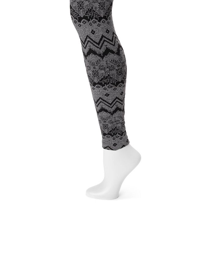 MUK LUKS Women's Jaquard Fleece Lined Leggings - Macy's