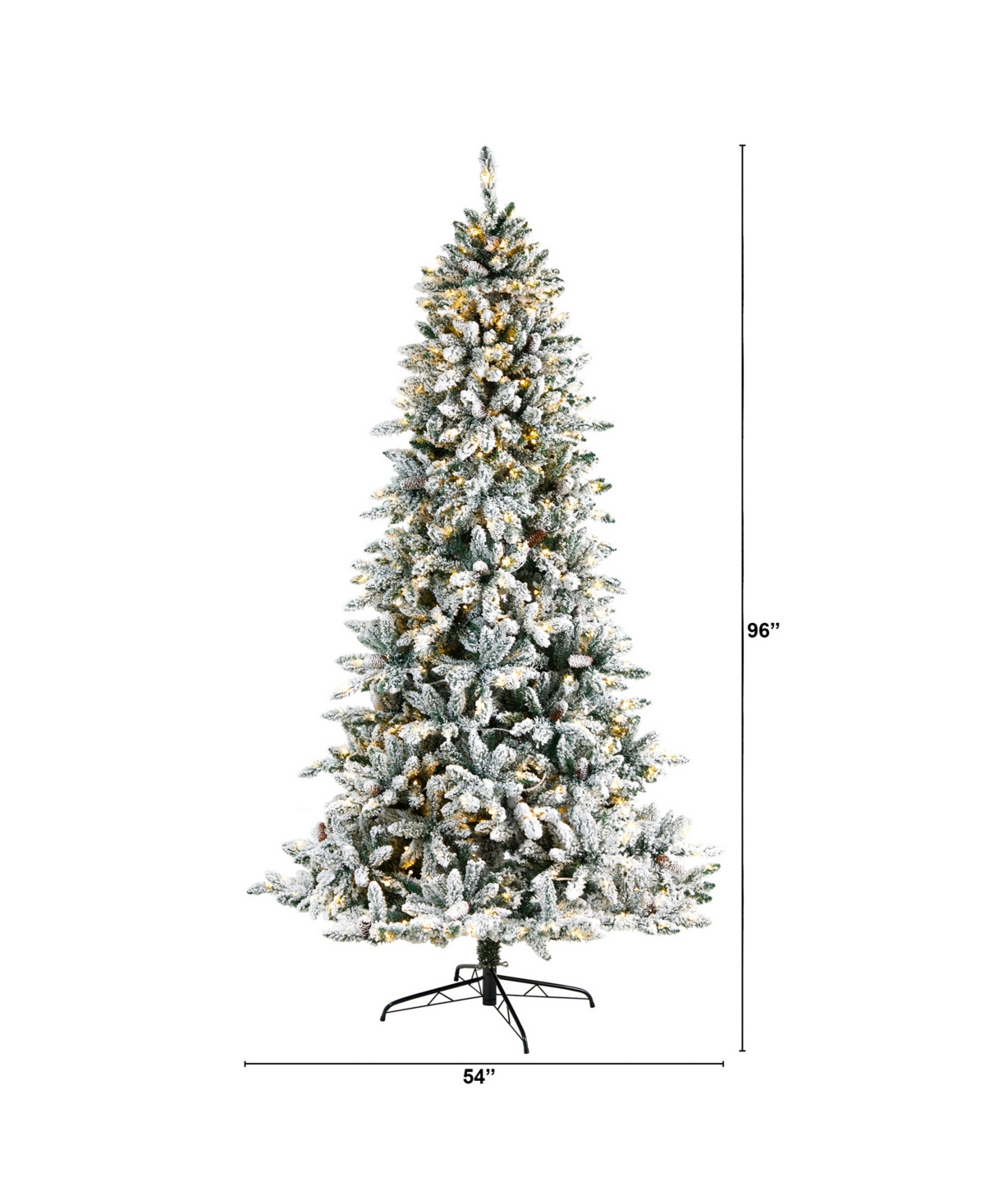 Flocked Livingston Fir Artificial Christmas Tree with Pine Cones and 500 Clear Warm Led Lights,
