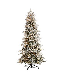 Flocked Manchester Spruce Artificial Christmas Tree with 650 Lights and 1733 Bendable Branches, 9.5'