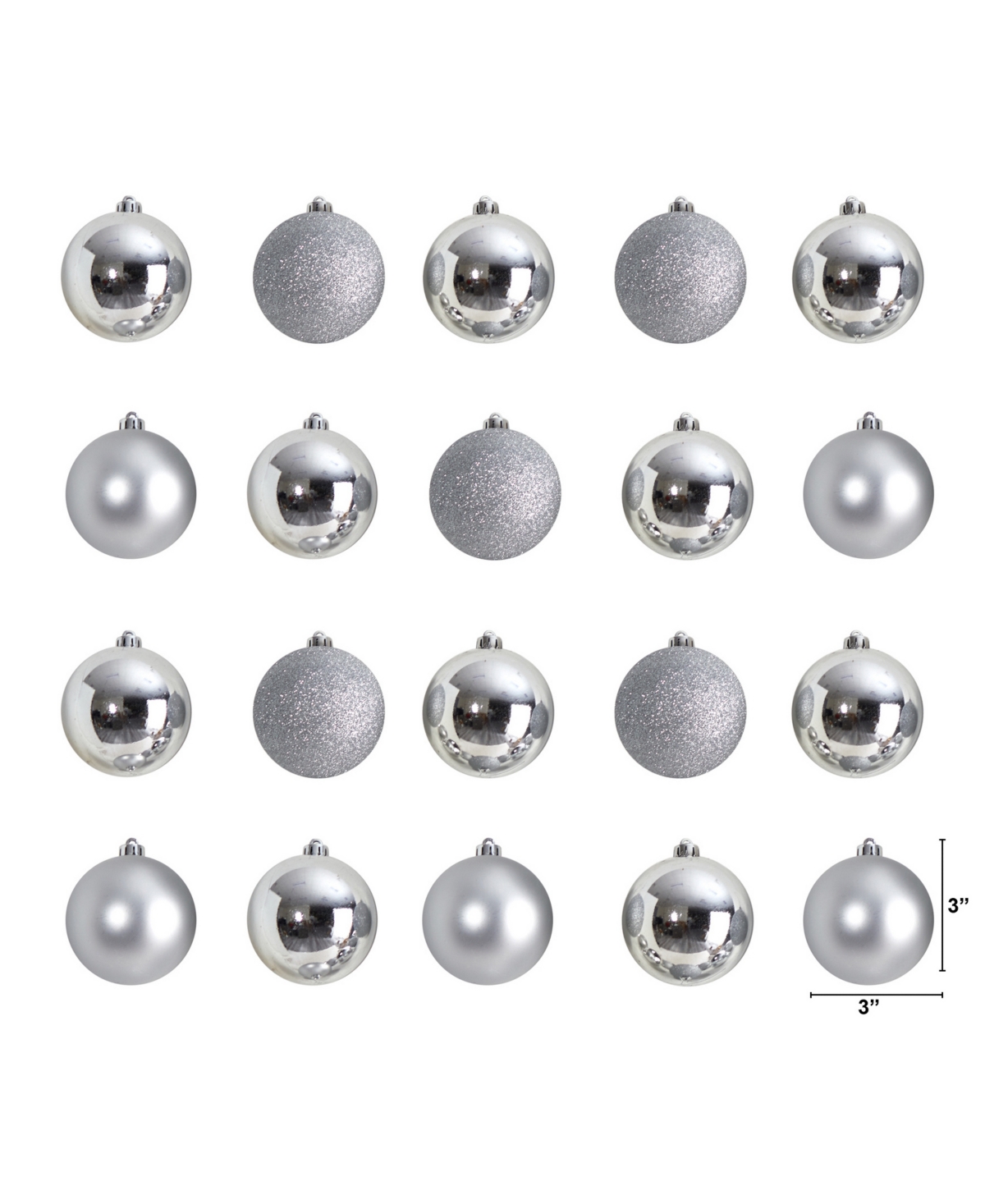 Holiday Christmas 20 Piece Shatterproof Ornament Set, 3"