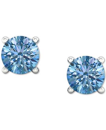 Forever Grown Diamonds - Lab-Created Blue Diamond Solitaire Stud Earrings (1/2 ct. t.w.) in Sterling Silver