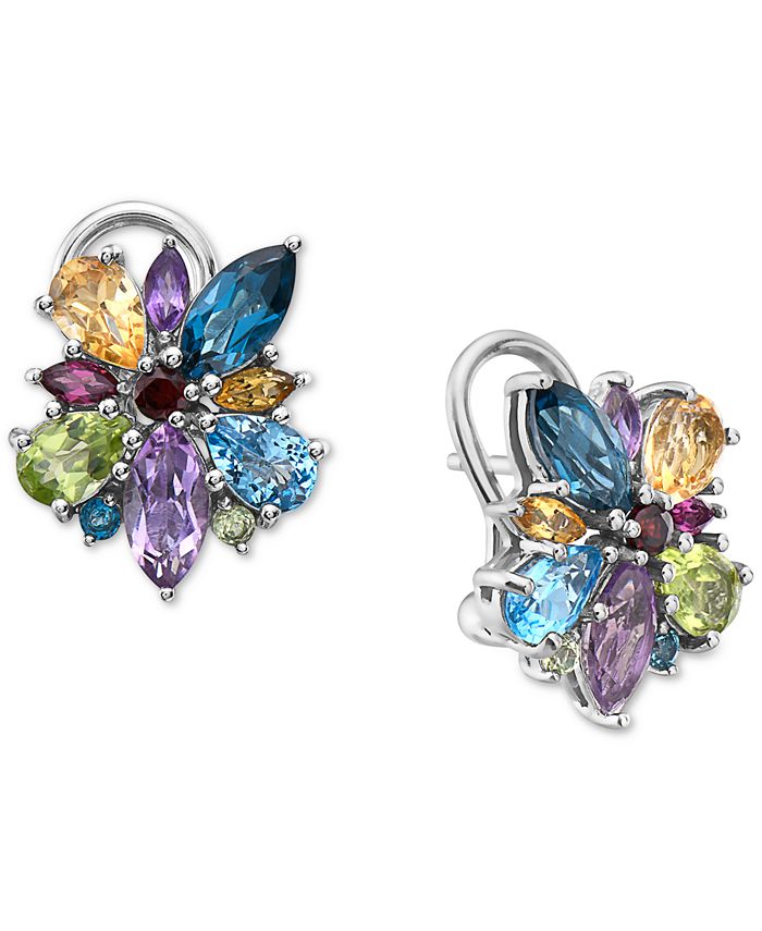 EFFY Collection - Multi-Gemstone Flower Stud Earrings (6-1/20 ct. t.w.) in Sterling Silver