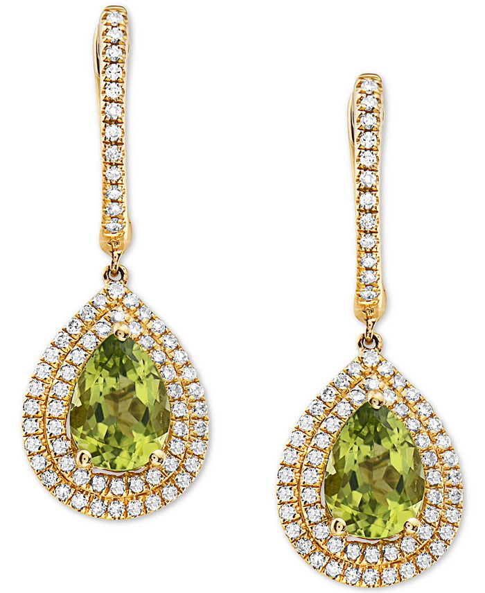 EFFY Collection - Peridot (1-1/2 ct. t.w.) & Diamond (3/8 ct. t.w.) Drop Earrings in 14k Gold
