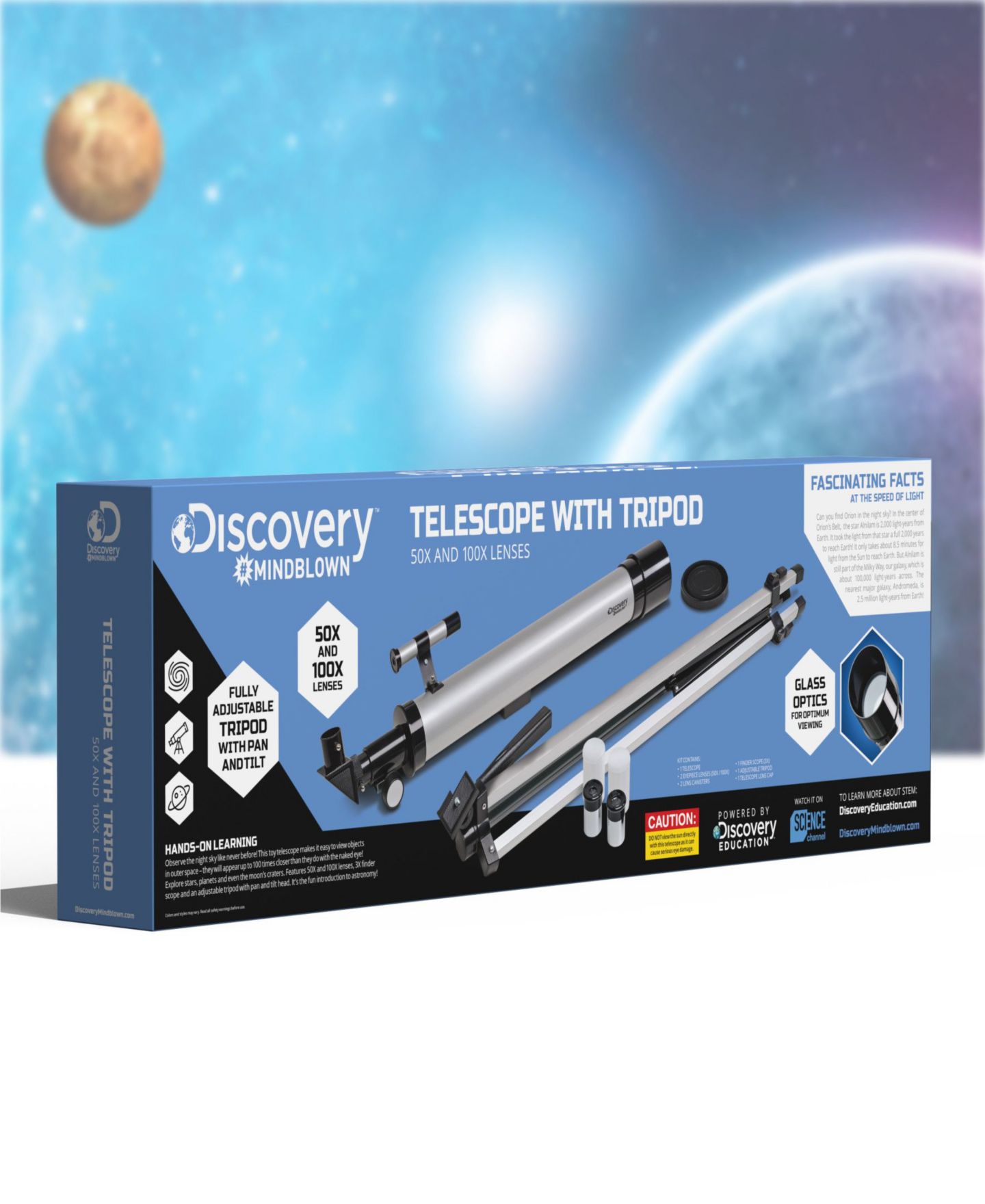Детские игрушки Discovery #Mindblown Telescope with 50X and 100X Lenses, Adjustable Tripod, 7-Piece Set, Ages 8+ — фото 8