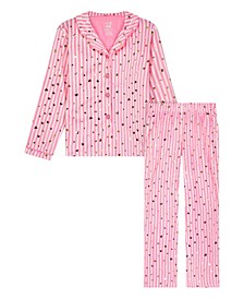 Little Girls 2 Piece Coat Style Top and Pajama Set