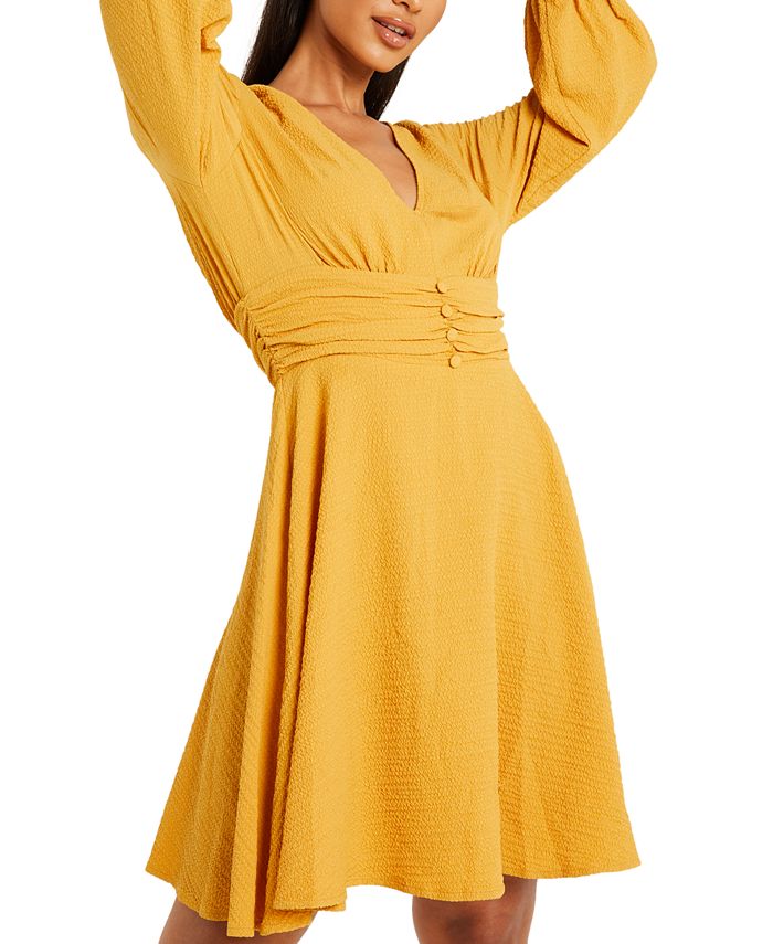 QUIZ RuchedWaist Textured Dress Macy's
