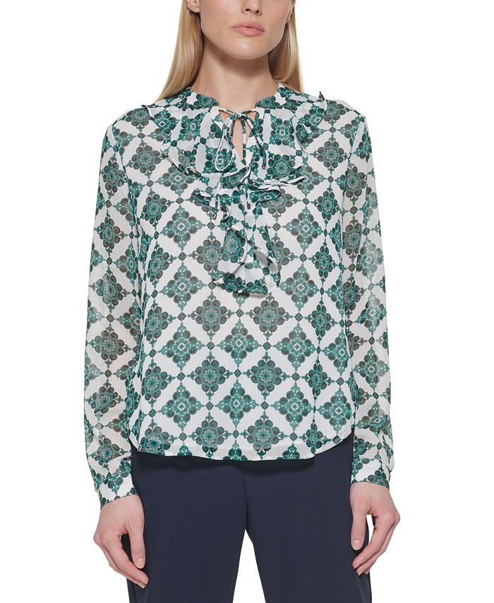 Tommy hilfiger tie online neck blouse