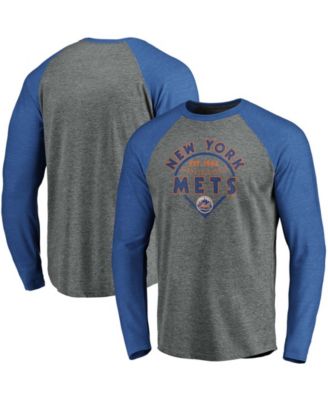 Men's Gray, Royal New York Mets True Classics Outfield Arc Raglan Long ...
