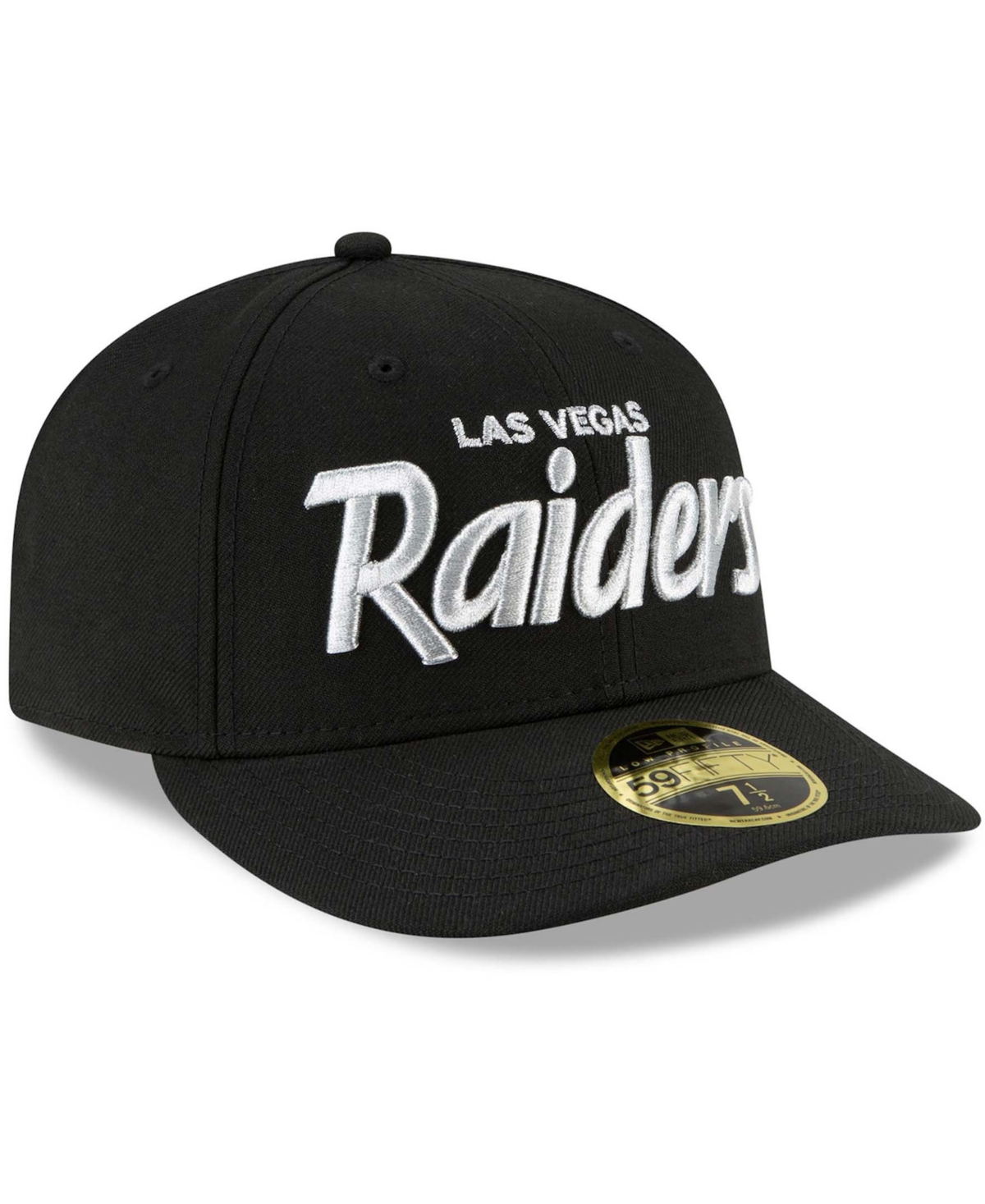 Men'sLas Vegas Raiders Omaha Script Low Profile 59Fifty Fitted Hat - Black
