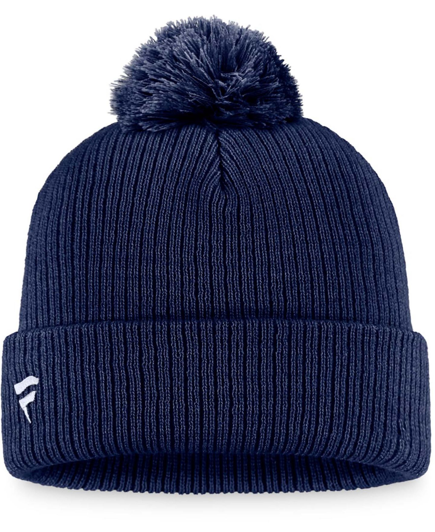 Мужская шапка Fanatics Navy New York Rangers Core Primary Logo Cuffed Knit Hat with Pom — фото 3