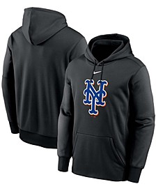 Men's Black New York Mets Logo Performance Pullover Hoodie