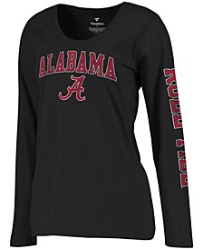 Women's Black Alabama Crimson Tide Arch Over Logo Scoop Neck Long Sleeve T-shirt