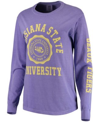 Women's Purple LSU Tigers Oversized Comfort Colors University Seal Long Sleeve T-shirt