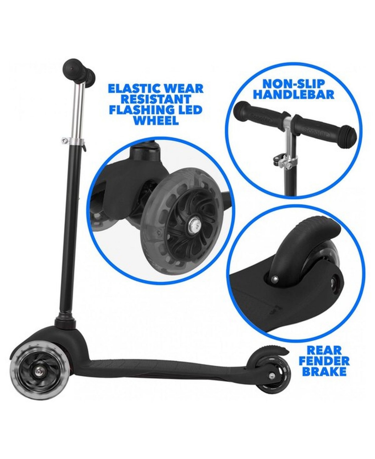 Shop Rugged Racers Mini 3 Wheel Scooter With Led Lights In Black