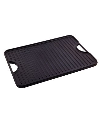 Large Rectangular Reversible Cast Iron Griddle, Solid, 20" x 14", Seasoned