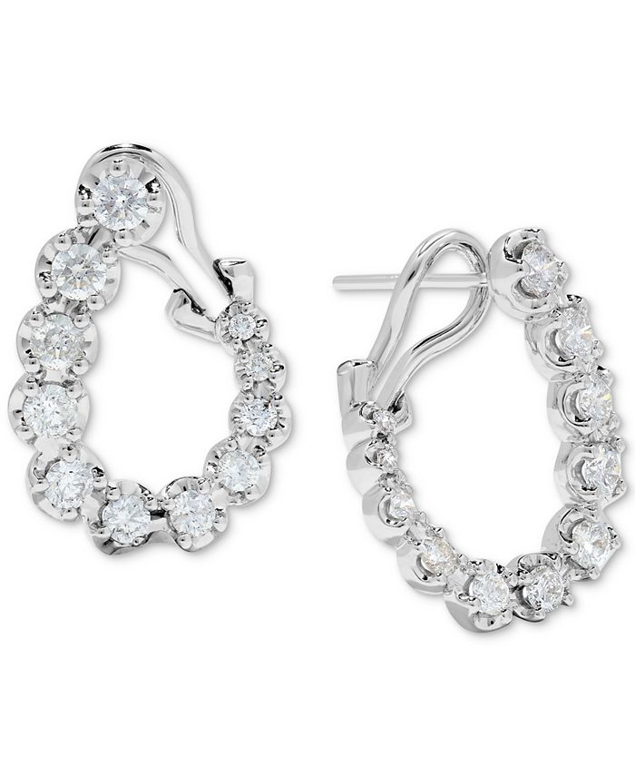 Macy's - Diamond Spiral Hoop Earrings (1-1/2 ct. t.w.) in 14k White Gold