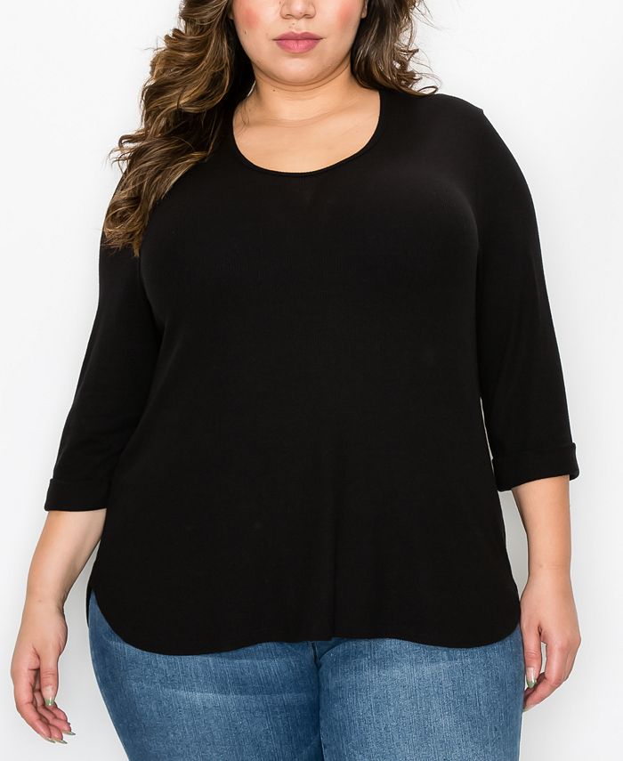 COIN 1804 Plus Size Baby Thermal V-neck 3/4 Rolled Sleeve T-shirt - Macy's