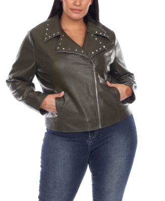 Plus Size Faux Leather Jacket