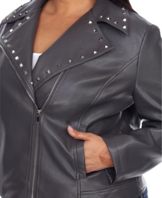 Plus Size Faux Leather Jacket