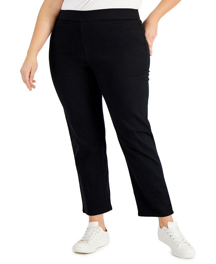 Karen Scott Plus Size Pull-On Denim Pants, Created for Macy's - Macy's