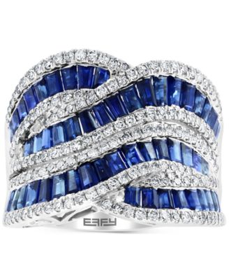 EFFY&reg; Sapphire (3-1/3 ct. t.w.) & Diamond (5/8 ct. t.w.) Swirl Statement Ring in 14k White Gold