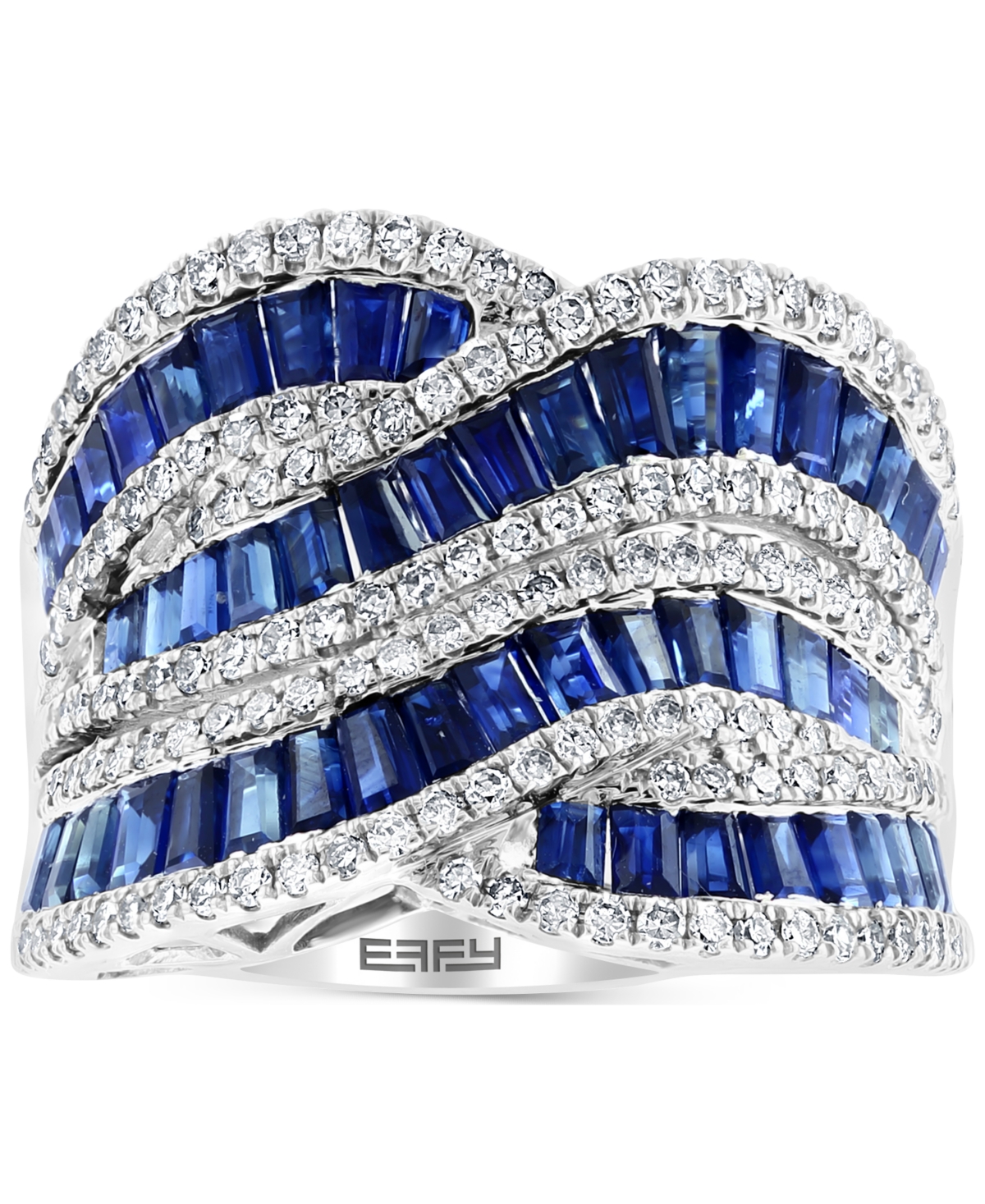 Effy(3-1/3 ct. t.w.) & Diamond (5/8 ct. t.w.) Swirl Statement Ring in 14k White Gold - Sapphire
