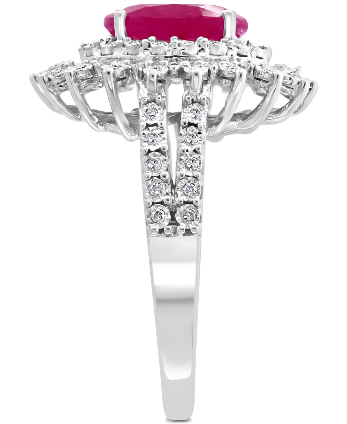 Effy Ruby (1-7/8 ct. t.w.) & Diamond (1/4 Halo Statement Ring 14k White Gold (Also Sapphire and Emerald)