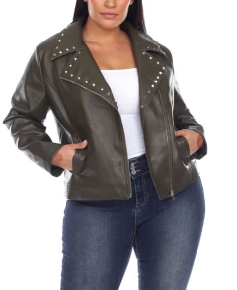 Женские куртки White Mark Plus Size Faux Leather Jacket