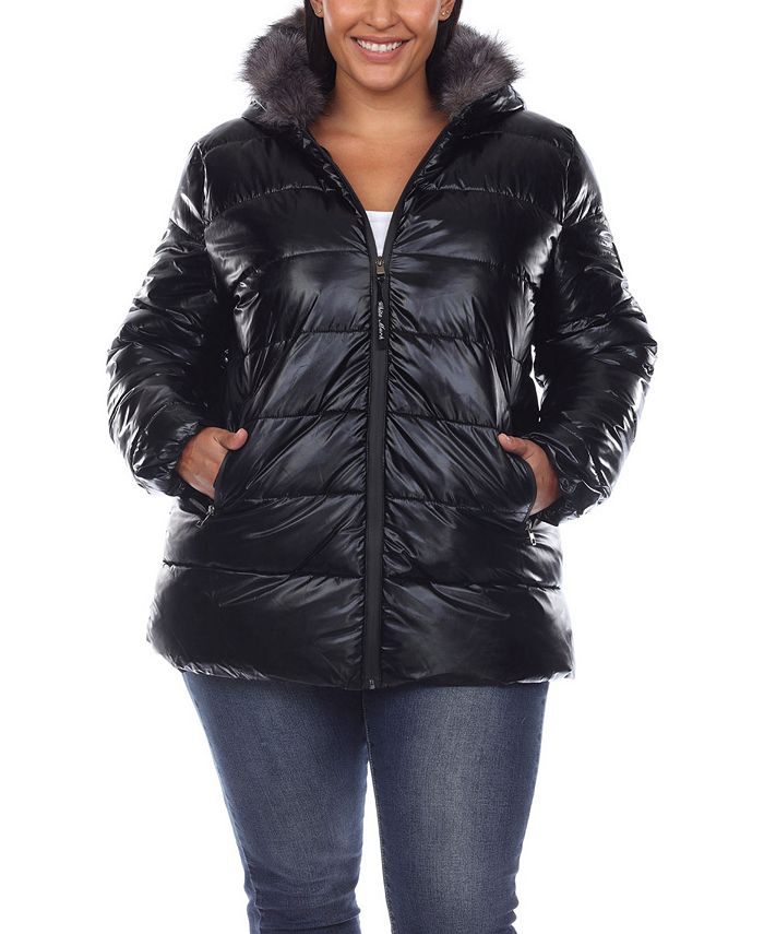 White Mark Plus Size Metallic Puffer Coat with Hoodie & Reviews - Coats ...