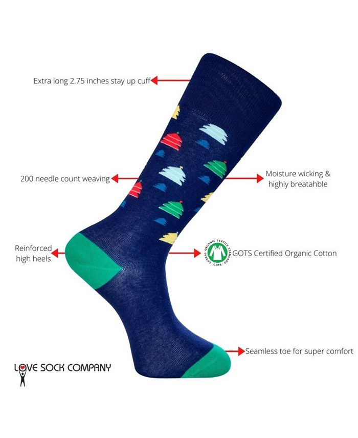 Love Sock Company Organic Cotton Men's Dress Socks Christmas Tree Macy's