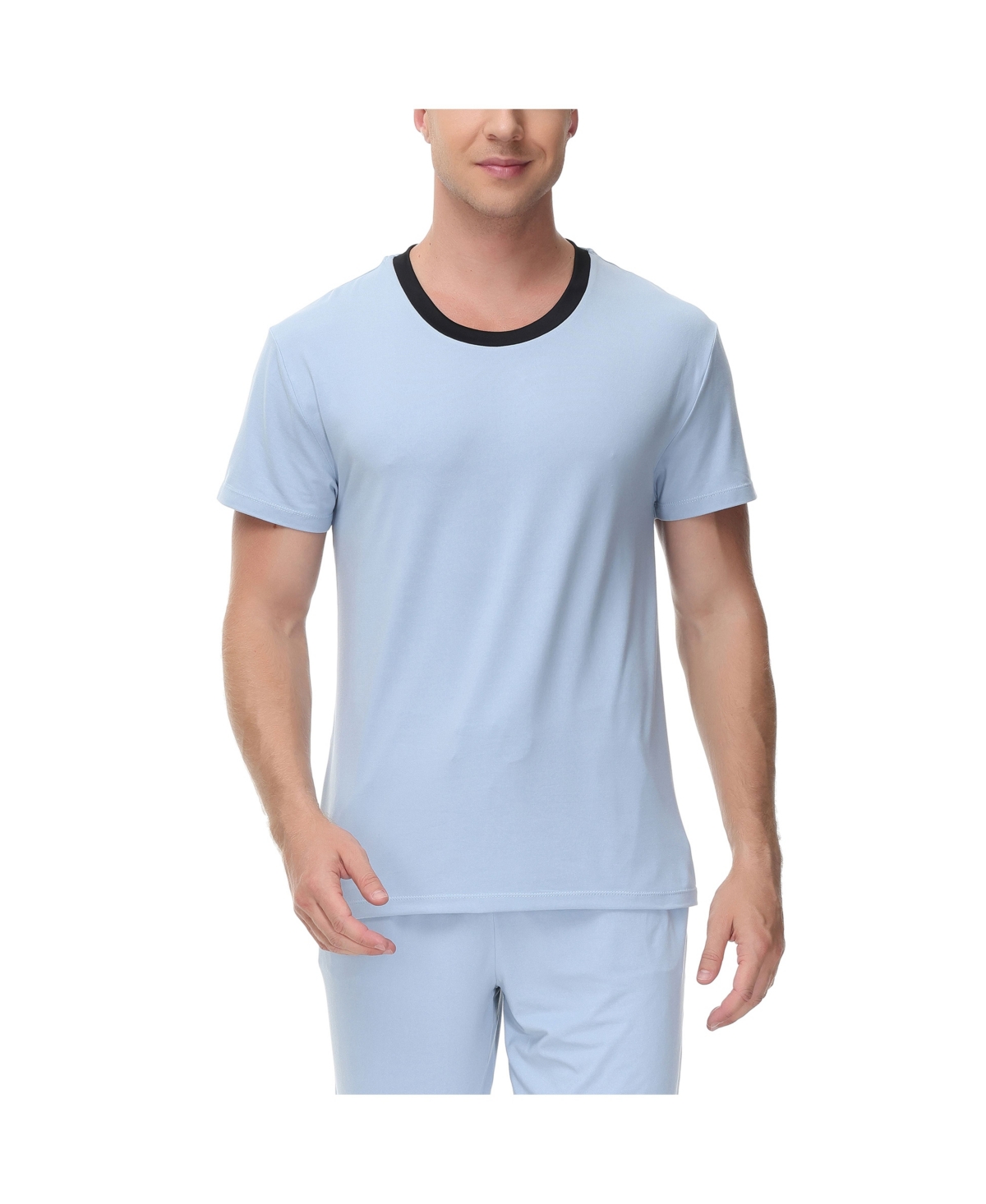 Ink + Ivy Heat retaining Crew neck contrast Short Sleeve Pajama Tee - Light Blue