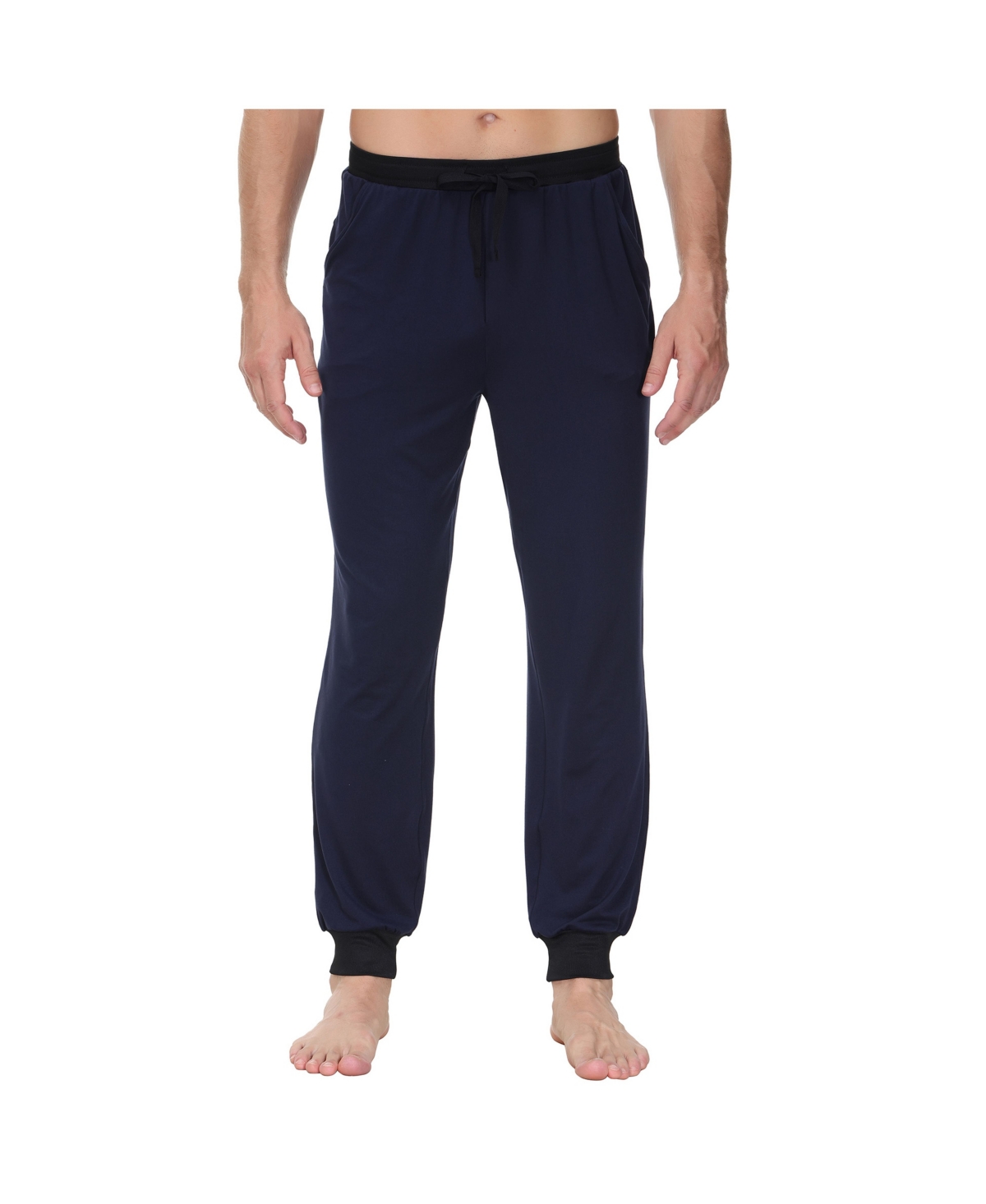 Men's Heat Retaining Contrast Trim Pajama Pants - Light Blue