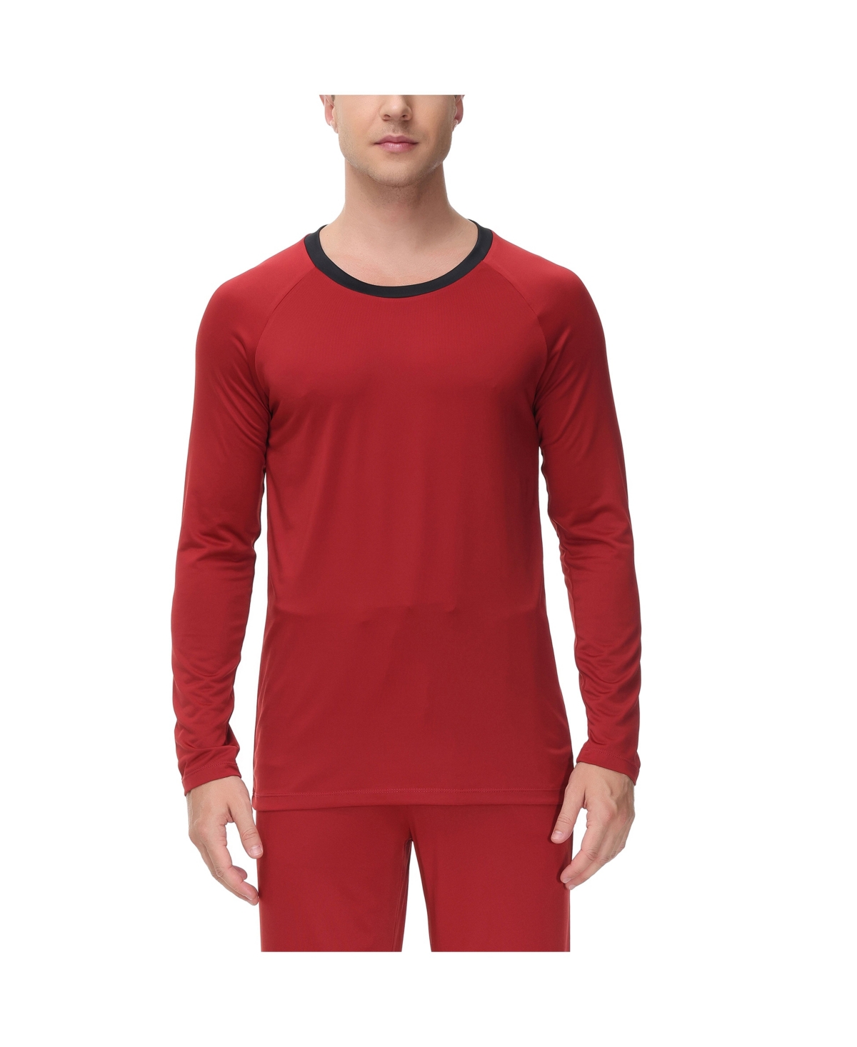 Men's Moisture-Wicking contrast Crewneck Lounge T-Shirt - Red