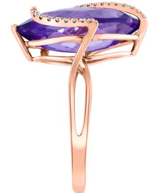EFFY&reg; Marquise-Cut Pink Amethyst (6-7/8 ct. t.w.) and Diamond (1/8 ct. t.w.) Wrap Ring in 14k Gold (Also in Citrine & London Blue Topaz)