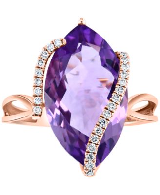 EFFY&reg; Marquise-Cut Pink Amethyst (6-7/8 ct. t.w.) and Diamond (1/8 ct. t.w.) Wrap Ring in 14k Gold (Also in Citrine & London Blue Topaz)