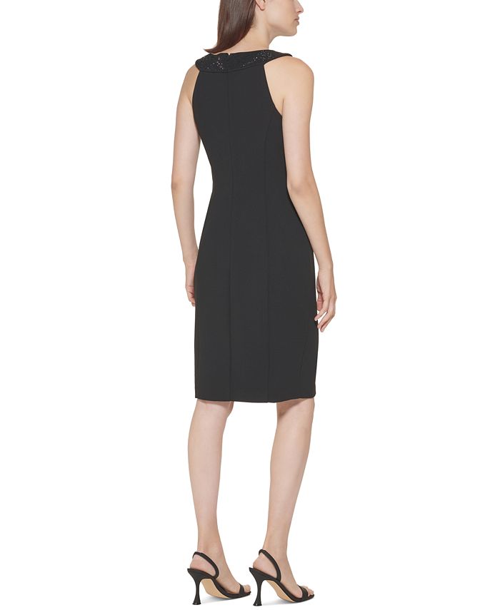 Calvin Klein Embellished Tie-Neck Sheath Dress & Reviews - Dresses ...