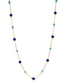 EFFY® Lapis Lazuli & Turquoise 22" Statement Necklace in 14k Gold