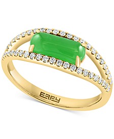EFFY® Jade & Diamond (1/4 ct. t.w.) Openwork Ring in 14k Gold