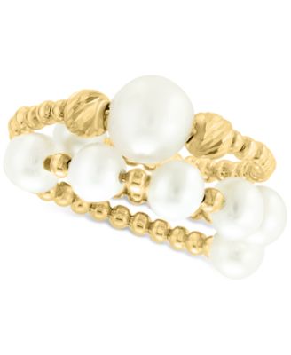 EFFY&reg; Cultured Freshwater Pearl (4-1/2 - 7mm) Beaded Coil Ring in 14k Gold