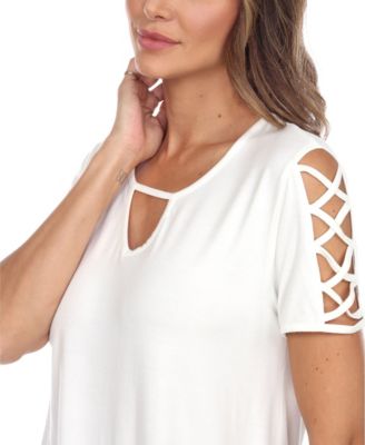 Women's Keyhole Neck Cutout Short Sleeve Top