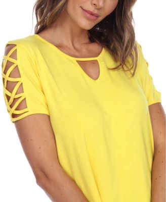 Women's Keyhole Neck Cutout Short Sleeve Top