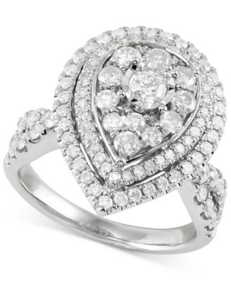 Macy's - Diamond Teardrop Halo Cluster Engagement Ring (2 ct. t.w.) in 14k White Gold