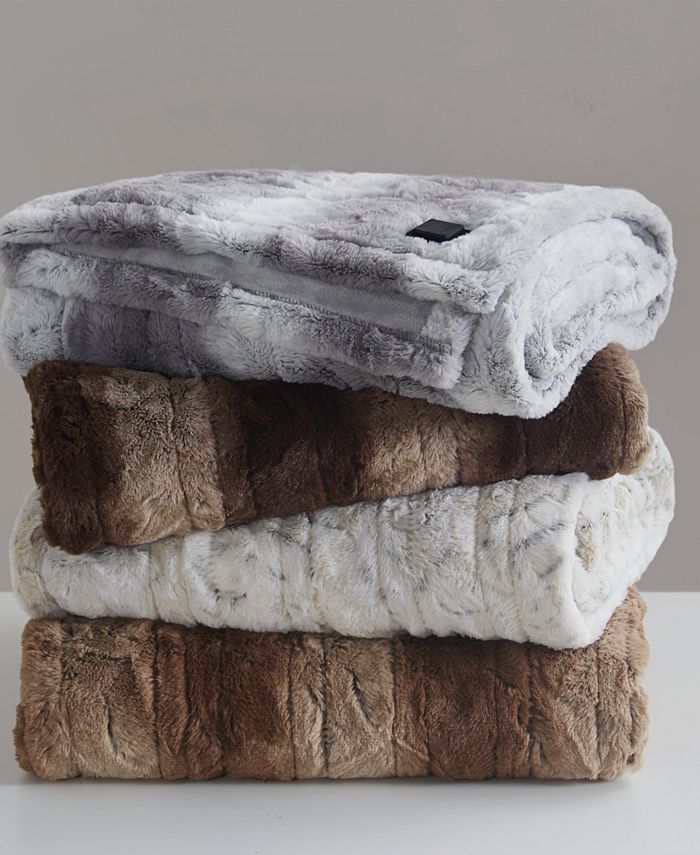 Beautyrest Zuri Faux Fur Heated Wrap withBuilt-in Controller, 64 x 50 -  Macy's