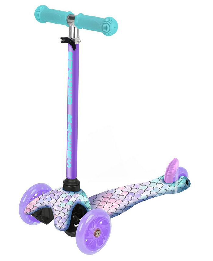 Rugged Racers Mini Deluxe Mermaid Design 3 Wheel Scooter with LED Lights - Multicolor