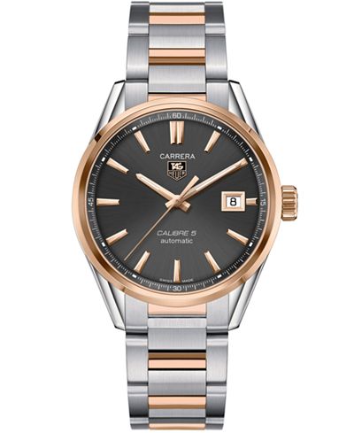 TAG Heuer Men's Swiss Automatic Carrera Calibre 5 18k Rose Gold and Stainless Steel Bracelet Watch 39mm WAR215E.BD0784