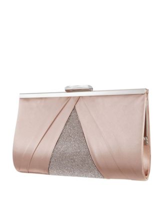Women's Pleated Stain Crystal Frame Clutch