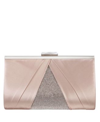 Women's Pleated Stain Crystal Frame Clutch